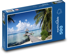 Atol Rangiroa - pláž, loď Puzzle 500 dílků - 46 x 30 cm