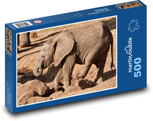 Afrikanischer Elefant - Tier, Säugetier Puzzle 500 Teile - 46 x 30 cm
