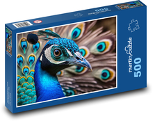 Barevný páv - pták, zvíře Puzzle 500 dílků - 46 x 30 cm
