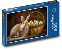 Easter basket - bunny, hare Puzzle of 500 pieces - 46 x 30 cm 