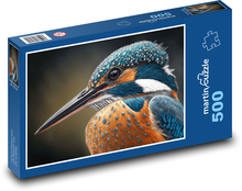 Ledňáček - ptačí portrét, zvíře Puzzle 500 dílků - 46 x 30 cm