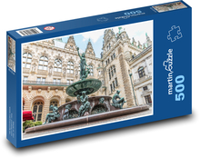 Hamburg - radnica, fontána Puzzle 500 dielikov - 46 x 30 cm 