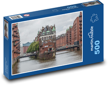 Hamburg - vodní zámek, Speicherstadt Puzzle 500 dílků - 46 x 30 cm