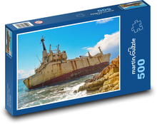 Vrak lodě - skalnaté pobřeží, moře Puzzle 500 dílků - 46 x 30 cm