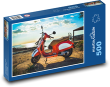 Vespa - červená motorka, moře Puzzle 500 dílků - 46 x 30 cm