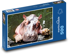Hippo in the water - animal, mammal Puzzle of 500 pieces - 46 x 30 cm 