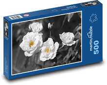 Weiße Rosen - Blumen, Blumen Puzzle 500 Teile - 46 x 30 cm