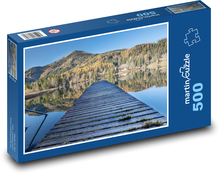 Jezero - molo, hory Puzzle 500 dílků - 46 x 30 cm