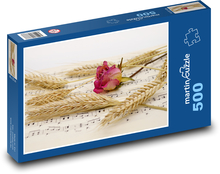Růže - pšenice, noty Puzzle 500 dílků - 46 x 30 cm
