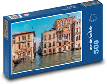Kanál v Benátkách - město, Itálie Puzzle 500 dílků - 46 x 30 cm