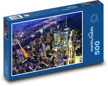 Budovy - osvetlené mesto, panoráma Puzzle 500 dielikov - 46 x 30 cm 