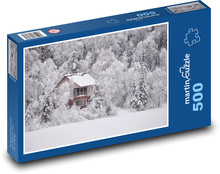 Zimná krajina - zamrznuté jazero, sneh Puzzle 500 dielikov - 46 x 30 cm