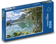 Jezero - hory, stromy Puzzle 500 dílků - 46 x 30 cm