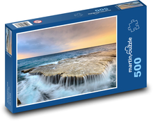Meer - Wasserfall, Sonnenaufgang Puzzle 500 Teile - 46 x 30 cm