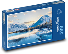 Schneebedeckte Berge - Winter, See Puzzle 500 Teile - 46 x 30 cm