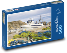 Rybářská loď - moře, přístav Puzzle 500 dílků - 46 x 30 cm
