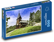 Kostel - krajina, nebe Puzzle 500 dílků - 46 x 30 cm