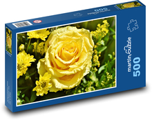 Žltá ruža - kvet, rastlina Puzzle 500 dielikov - 46 x 30 cm 