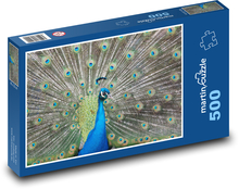 Peacock - feather, dazzling bird Puzzle of 500 pieces - 46 x 30 cm 