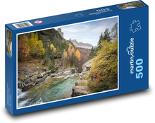 Řeka - hory, podzim  Puzzle 500 dílků - 46 x 30 cm