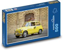 Žluté auto - Fiat, automobil Puzzle 500 - 46x30 cm