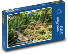 Botanická zahrada - dřevěné schody, příroda Puzzle 500 dílků - 46 x 30 cm