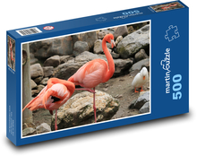Plameňáci - ptáci, zvířata Puzzle 500 dílků - 46 x 30 cm
