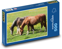 Kůň - pastvina, zvíře Puzzle 500 dílků - 46 x 30 cm