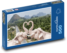 Elefant - Landschaft, Berg Puzzle 500 Teile - 46 x 30 cm