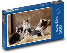 Kočičí rodina - kotě, mazlíčci Puzzle 500 dílků - 46 x 30 cm