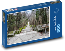 Ławki - schody, drzewa Puzzle 500 elementów - 46x30 cm