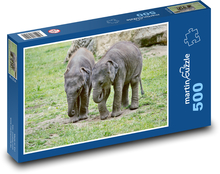 Slony - slony, mláďatá Puzzle 500 dielikov - 46 x 30 cm 