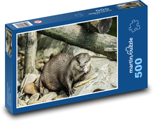 Otter - essen, Säugetier Puzzle 500 Teile - 46 x 30 cm