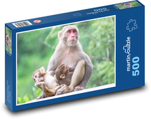 Małpa - karmienie, matka Puzzle 500 elementów - 46x30 cm