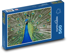 Páv - zviera, pávie perie Puzzle 500 dielikov - 46 x 30 cm 
