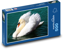 Łabędź - ptak wodny, jezioro Puzzle 500 elementów - 46x30 cm