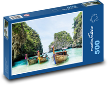 Thajsko - Koh Phi Phi, lodě Puzzle 500 dílků - 46 x 30 cm