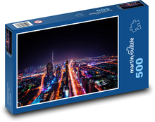 Dubaj - mrakodrap, město v noci Puzzle 500 dílků - 46 x 30 cm