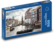Mesto - kanál, Amstrdam Puzzle 500 dielikov - 46 x 30 cm 