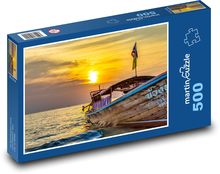 Loď na moři - Thajsko, západ slunce Puzzle 500 dílků - 46 x 30 cm