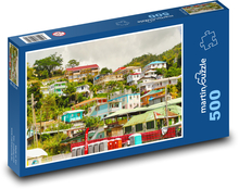 Dominica - Caribbean island, houses Puzzle of 500 pieces - 46 x 30 cm 