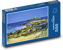 Latarnia morska Godrevy, Anglia, morze Puzzle 500 elementów - 46x30 cm
