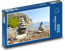 Kamene - pyramída, pobrežie Puzzle 500 dielikov - 46 x 30 cm 
