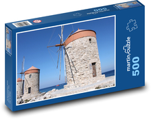 Rhodos - Řecko, mlýn Puzzle 500 dílků - 46 x 30 cm