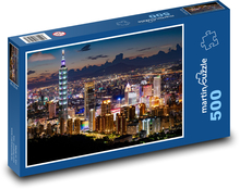 Mesto - noc, svetlá Puzzle 500 dielikov - 46 x 30 cm 