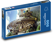 Staré vodní kolo - Lijiang, Čína Puzzle 500 dílků - 46 x 30 cm