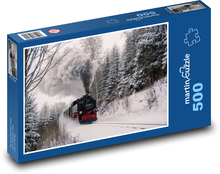 Fichtelbergbahn - Dampfzug im Winter Puzzle 500 Teile - 46 x 30 cm
