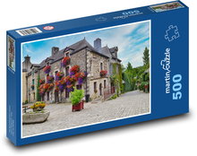 Altes Haus - Blumenschmuck, Straßen Puzzle 500 Teile - 46 x 30 cm