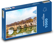 Staroveký most - rieka, domy Puzzle 1000 dielikov - 60 x 46 cm 