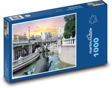 Západ slunce nad městem Puzzle 1000 dílků - 60 x 46 cm